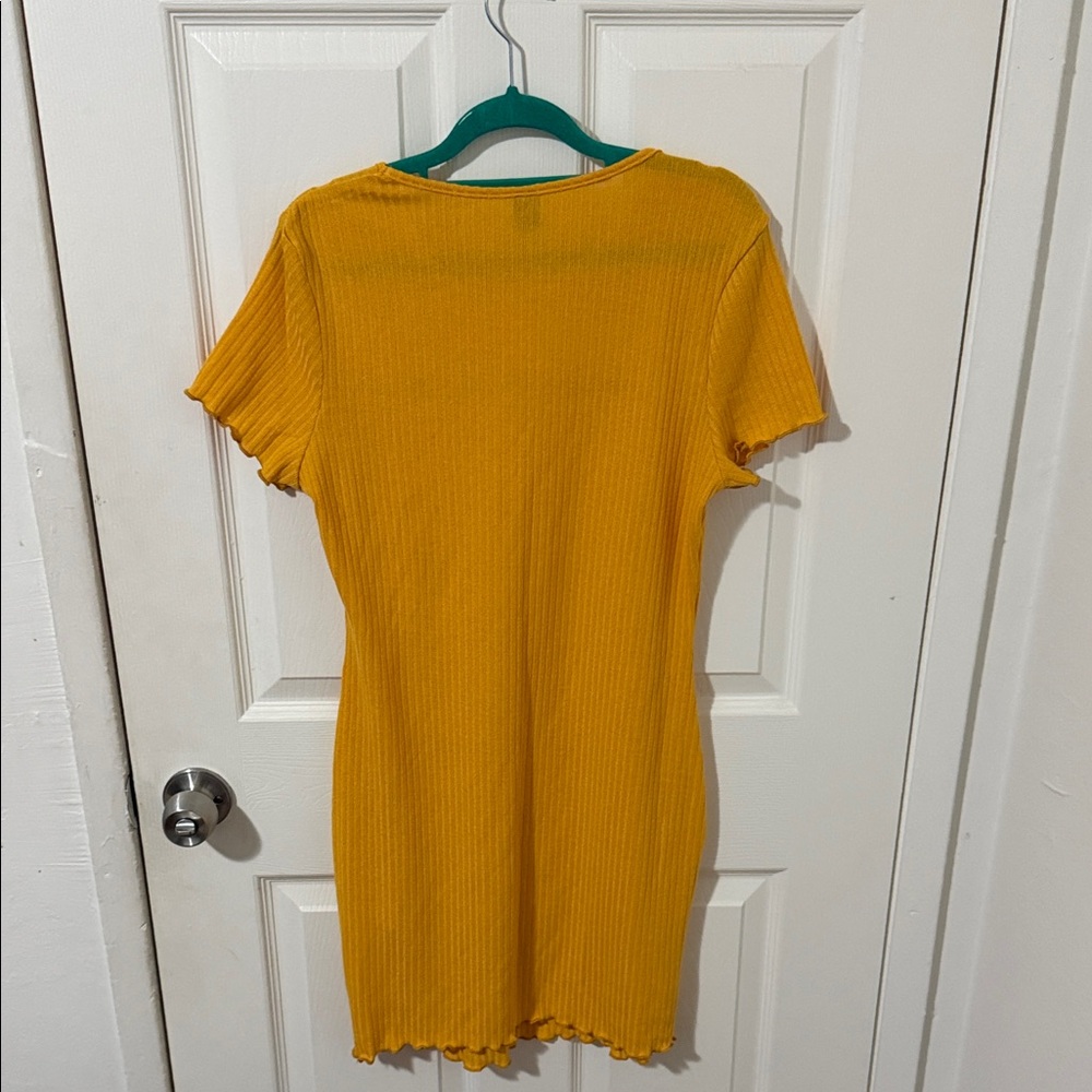 SHEIN Mustard Ribbed Mini Dress - Picture 4 of 4